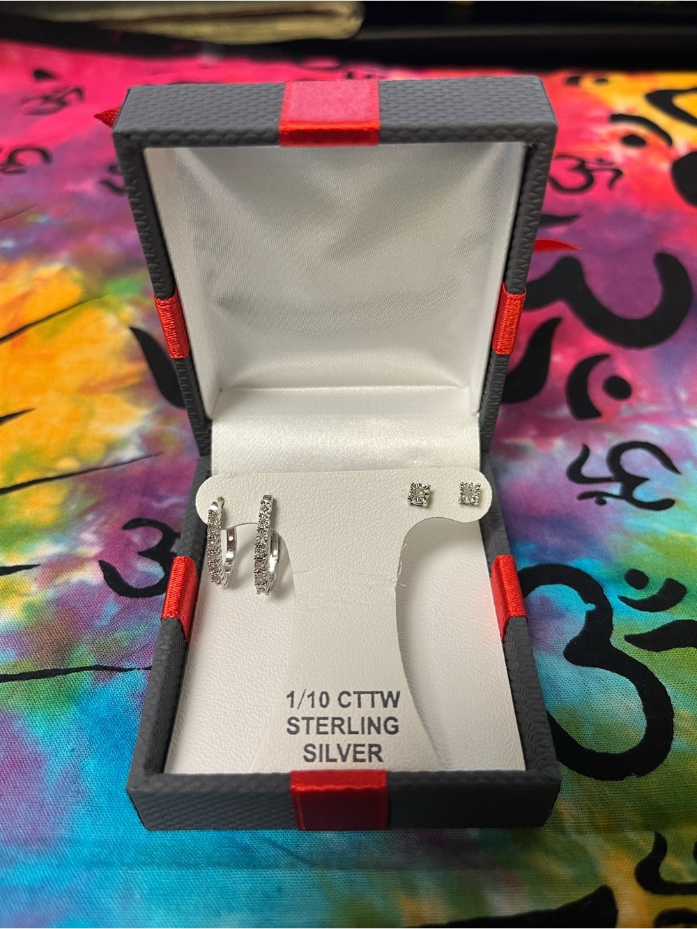 1/10 CTW Natural Diamond Sterling Silver 2-Pair Earring Set